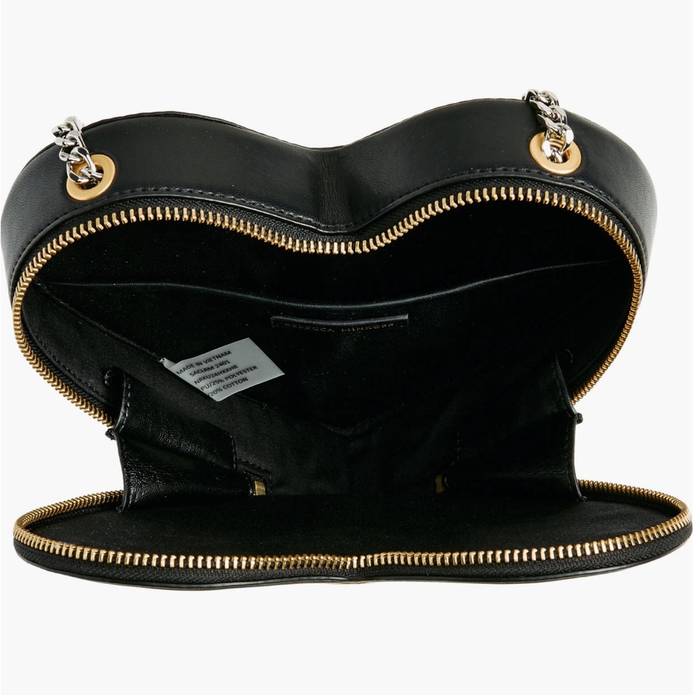 Rebecca Minkoff Heart Crossbody Bag Black Gold Silver - Picture 14 of 16